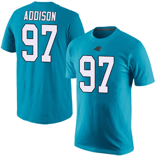 Carolina Panthers Men Blue Mario Addison Rush Pride Name and Number NFL Football #97 T Shirt